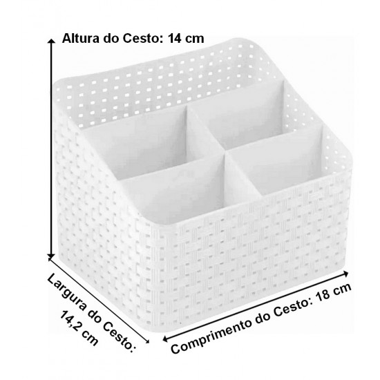 Cesto Organizador Com Divisória Branco Em Plástico